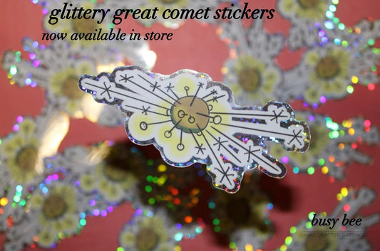 glittery great comet sticker