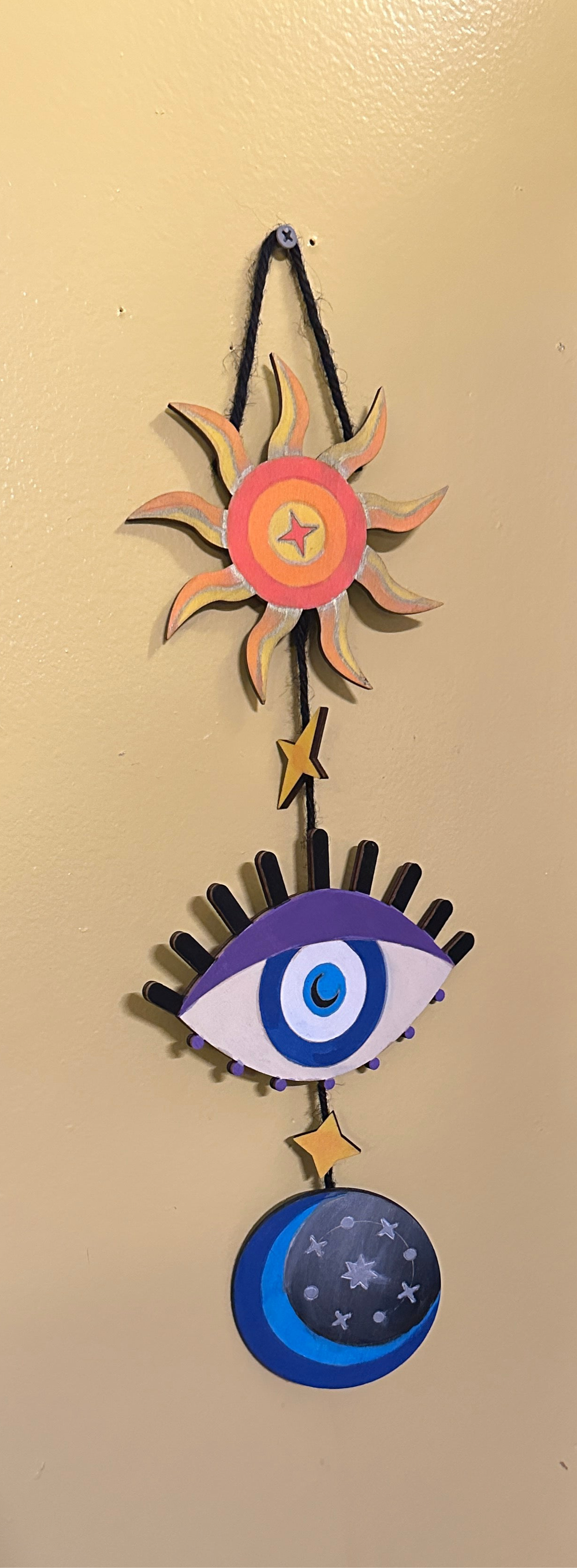 celestial wooden hanging art