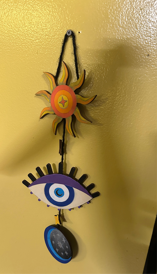 celestial wooden hanging art